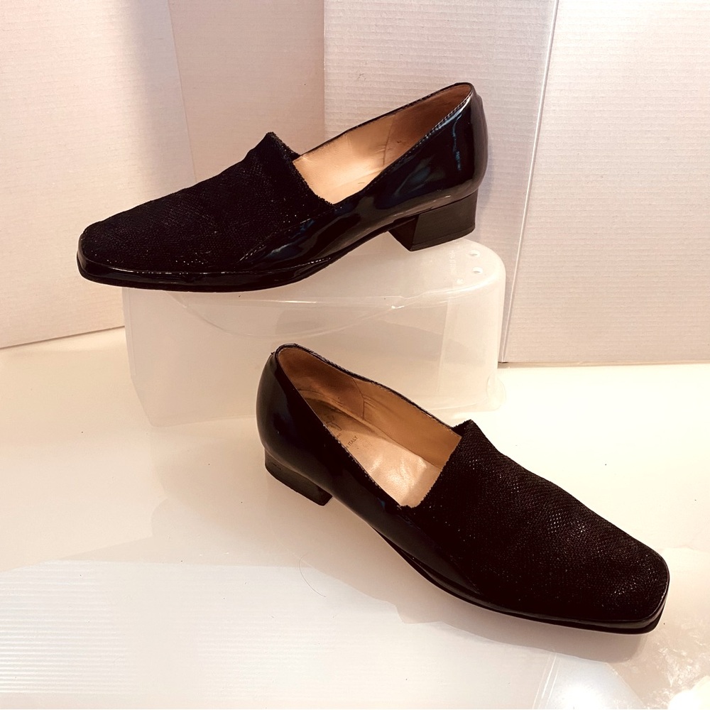 Amalfi Made in Italy Fabric/ Patent leather SZ 7 SS Bus/ Casual Black loafers